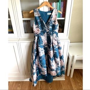 Eliza J brocade hi low midi dress